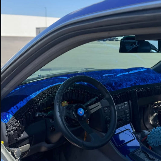 ROYAL BLUE CRUSHED VELVET MAT +SIMPLE TASSEL